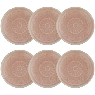 Butlers Teller 6er-Set Sumatra 14 cm , Pink , Keramik , 14x1x14 cm , Geschirr, Teller