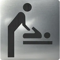 WC Symbol Wickelraum selbstklebend, 100 x 100 mm, Kunststoff Edelstahl-Effekt