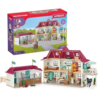 Schleich Horse Club | Lakeside Pferdehof 42551 | ab 5 Jahre | 192 Teile | Set inkl. Haus mit Pferdestall, 2 Pferden, Hannah, ihren Eltern & Zubehör | Geschenk für Mädchen & Jungen
