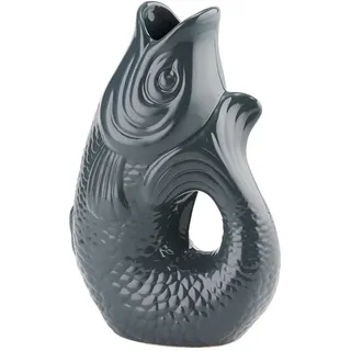 Gift Company Vase Monsieur Carafon S, Dekovase in Fisch-Form, Steingut, Grau, 25 cm, 1087403004