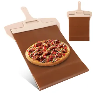 LDXDRU 2 Stück Pizzaschieber 58x30CM, Sliding Pizza Peel mit Griff und Backtuch, Verschiebbare Pizzaschaufel, Antihaftbeschichteter Pizza Slider der Brot, Kuchen