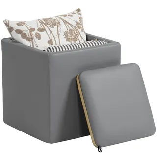 Homcom Sitzhocker mit Stauraum Kunstleder 40 x 40 x 40 cm Grau