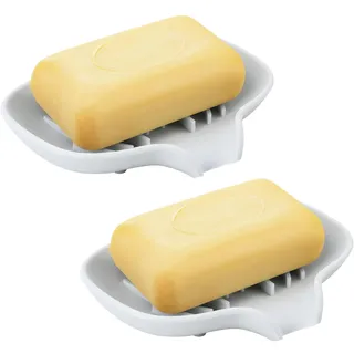 Culinavog 2 Stück Seifenhalter, Rutschfreies Seifenablage, Sink Tray, Seifenablage biegsam Seifenhalter, Seifenschale Silikon mit Ablauf für Dusche, Badezimmer, Küche, Hält Seife Trocken