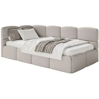 Selsey Jugendbett Cloudy links Bouclé Greige , Taupe , Textil , 90x200 cm , Kinder- & Jugendzimmer, Jugendmöbel, Jugendbetten