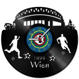 GRAVURZEILE Schallplattenuhr Wien - 100% Vereinsliebe - Upcycling Design Wanduhr aus Vinyl Made in Germany