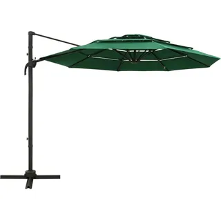 vidaXL Sonnenschirm mit Aluminium-Mast 4-lagig Grün 3x3 m - Grün