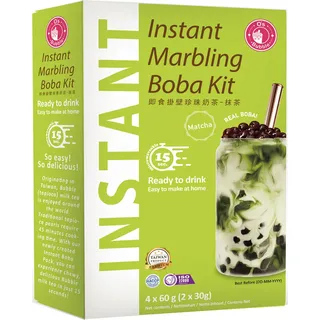 O's Bubble Instant Marbling Boba Tee Kit MATCHA (4x 60g) | Bubble Tee | Mit Tapiokaperlen und Strohhalm