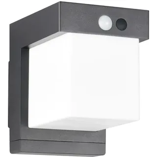 Reality Leuchten LED Hybrid Solar Außen Wandleuchte Colombo R23286132, Metall Schwarz matt, Schirm Kunststoff Weiß, inkl. 5.5 Watt LED, Bewegungssensor, Dämmerungssensor, Orientierungslicht