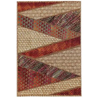 Kunstloft Outdoorteppich Kenya Beige/Rot 120x180 cm , Rot, Beige , Textil, Kunststoff , Orientalisch , Rechteckig , 120x1 cm , Gots , wasserabweisend , Teppiche und Böden, Teppiche, Outdoorteppiche
