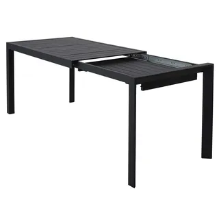 Ambientehome Aluminium Ausziehtisch Balkontisch 127-180 x 77 cm x 71 cm Gartentisch Terrassentisch 50216, schwarz