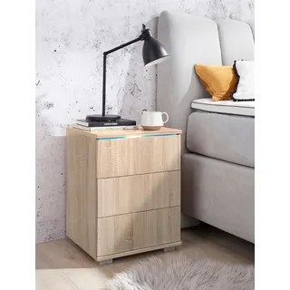Priess Nachtschrank mit LED-Beleuchtung 41 x 38 x 54 cm Beige