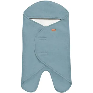 BÉABA, Babynomade Double Fleece, Baby Winter Wickeldecke, Autositz/Kinderwagen/Gondel/Transat, Weich, Warm, Wasserabweisend, Atmungsaktiv, Passt durch Gurte, Blau/Weiß,0-6 Monate