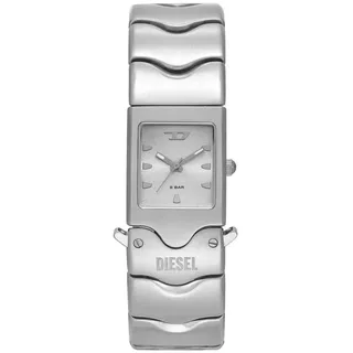 Diesel Closer Herren Uhr, Solarbetriebenes Quarzwerk mit Silikon-, Edelstahl- oder Lederarmband, Silberfarben, 22MM