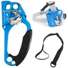 NewDoar UIAA & CE-zertifizierte Handsteigklemme Seilklemme Ascension Kletterbaum Baumpfleger Abseilen Ausrüstung Seilklemme für 8~13 mm Seil-Anzug Rechts Blau