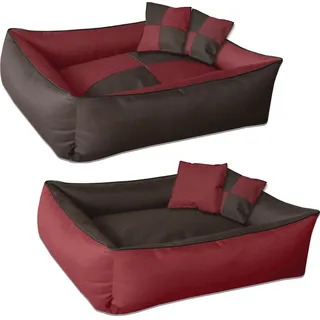 BedDog Hundebett MAX Quattro 100 x 85 cm braun-rot
