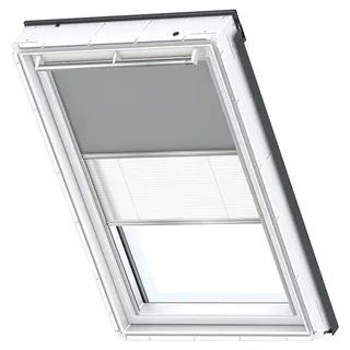 VELUX Verdunkelungsrollo Duo DFD C02 0705S Grau/Weiß, Schiene alu