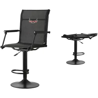 VEVOR Faltstuhl Campingstuhl Anglerstuhl mit gepolsterten Armlehnen, höhenverstellbarer Klappstuhl Gartenstuhl (136 kg belastbar) 360° geräuschlos drehbar, für Picknick Garten Outdoor Angeln