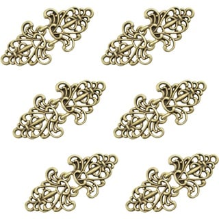 WANDIC Umhang-Verschlüsse, 6 Paar hohle Blätter, Vintage-Cape zum Aufnähen von Haken und Ösen, Cardigan-Clips für Kleidung, Schal, Bronze