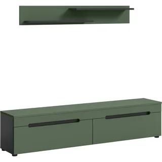 Home Affaire "REHAT, TOPSELLER, 2-teilig, wahlweise stehend und hängend montierbar", basalt grau, smoke grün, B:170cm H:38cm T:33cm, Holzwerkstoff, Kastenmöbel-Sets, Wohnwand, Kombination, Anbauwand, Set, Wohn-Set, Wohnzimmer-Set, Schrankwand
