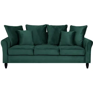 Beliani 3-Sitzer-Sofa Samtstoff Dunkelgrün Bornholm , Textil , 197x76x79 cm , Wohnzimmer, Sofas & Couches, Sofas, 3-Sitzer Sofas