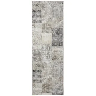 benuta Vintage-Läufer George waschbar 80x240 cm , Grau , Kunststoff , Vintage , Rechteckig , 80x240 cm , Oeko-Tex® Standard 100 , in verschiedenen Größen erhältlich, rutschfeste Unterfläche, waschbar , Teppiche und Böden, Teppiche, Teppichläufer, Läufer