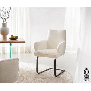 DeLife Freischwinger Heira-Flex Bouclé Weiß schwarz