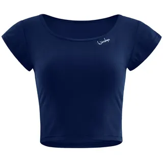 Crop-Top WINSHAPE "AET137LS", Damen, Gr. XXL, blau (dunkelblau), 85% Polyester, 15% Elasthan, Rundhals, Tops Crop-Top, Functional Light and Soft Cropped