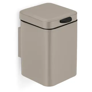 Relaxdays Kosmetikeimer Beige Wandmontage 3 l Softclose , Metall, Kunststoff , Quadratisch , 16x24x22 cm , Badaccessoires, Abfalleimer