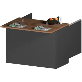 kochstation Unterschrank Kücheninsel KS-Sole 125 x 90 x 90 cm Grau