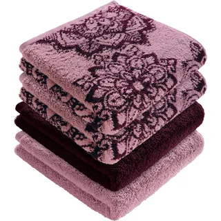 Erwin Müller Handtuch Bühl 4er-Pack Altrosa/Beere Größe 50x100 cm - besonders flauschig, voluminös, äußerst saugfähig