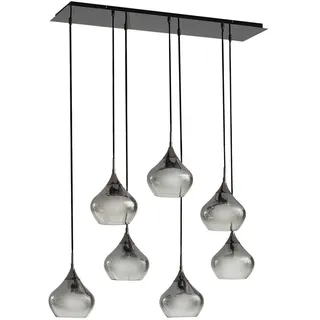 Lucande Pendelleuchte Jarven (Modern) in Alu aus Glas (7 flammig, E27) - Hängelampe Esstischlampe Hängeleuchte Wohnzimmerleuchte