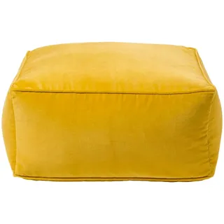 Homescapes Sitzpouf senfgelb mit Samt-Bezug, 60/60/27 cm , Textil , Uni , Quadratisch , 60x27x60 cm , Oeko-Tex® Standard 100 , Wohnzimmer, Sessel, Hocker & Hockerbänke, Poufs