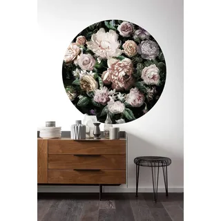 Komar DOT runde und selbstklebende Vlies Fototapete Flower Couture - Ø Durchmesser 125 cm - 1 Stück - Floral, Blumen, Blumenmotiv, Tapete, Dekoration, Wandtapete, D1-032