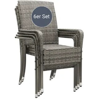 Juskys Yoro Stapelstuhl 43 x 60 x 90 cm grau 6 St.