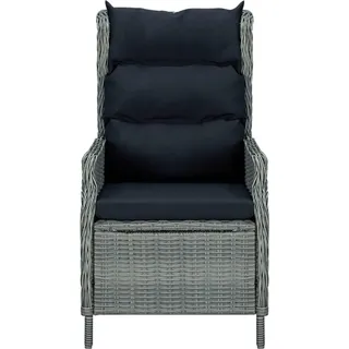 vidaXL Verstellbarer Gartensessel mit Auflagen Poly Rattan Hellgrau - Hellgrau
