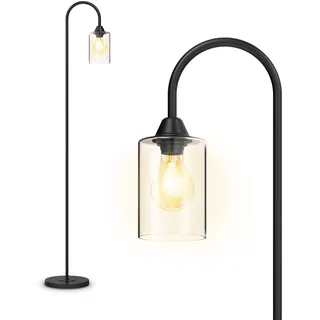 EMKE Schwarz Stehlampe LED Stehleuchte Wohnzimmer E27 Standleuchte mit Fußschalter, Retro Leselampe Stehlampe Schlafzimmer Floor Lamp Outdoor Stehlampen Bogenlampe