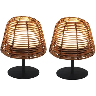 Lumisky Set mit 2 LED-Tischlampen, kabellos, TWINS Boheme, Höhe 16 cm, Polyrattan