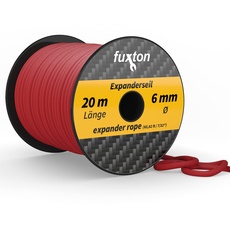 fuxton Gummiseil 6 mm 20 m rot, elastisch (Expanderseil, Gummiband, Gummischnur, Gummileine, Gummikordel, Planenseil, Spannseil, Seil Plane)