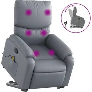 vidaXL Massagesessel mit Aufstehhilfe Grau Kunstleder - Grau