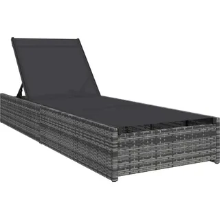 vidaXL Sonnenliege Grau 200,5 x 70 x 75 cm Poly-Rattan - Grau