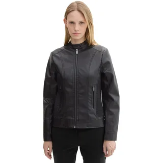 TOM TAILOR Damen 1042921 Kunstleder Jacke, 14482-Deep Black, M