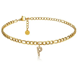 GD GOOD.designs Fußkettchen Gold mit Buchstaben wasserfest I Fußkette für Damen 18K vergoldet - verstellbar (22-27cm) - aus Edelstahl