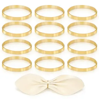 Jetstream 12 Stück Serviettenringe Gold aus Metall, Metall Serviettenschnallen, Geeignet für Hochzeiten, Partys, Abendessen, Familientreffen und Andere Formelle Anlässe Oder den Täglichen Gebrauch