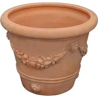 Handgefertigter Terrakotta-Topf - Außenpflanzen - 80 x 60 cm - Toscana - Handgemacht - Terrakotta - Orange