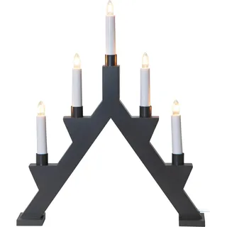 EGLO Lichterbogen Weihnachten 5-flammig, Fensterleuchter aus Holz in Grau | Kerzenleuchter skandinavisch mit Kabel, Weihnachtsbeleuchtung Fenster warmweiß, E10 Fassung, 41 cm
