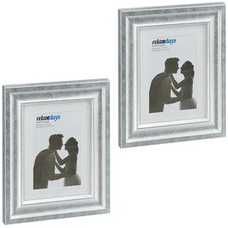 Relaxdays Bilderrahmen Silber 15x20 cm 2er Set