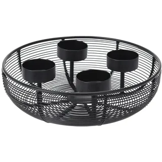 Adventskranz Metall Schwarz Ø20cm Kerzenhalter Dekoration Weihnachten Teelicht