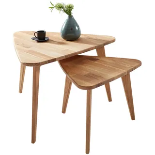 Livetastic Satztisch , Eichefarben , Holz , 2-teilig , Eiche , massiv , dreieckig , rund , 64x44x70.5 cm , Wohnzimmer, Wohnzimmertische, Beistelltische