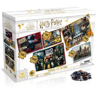Winning Moves Harry Potter Puzzles mit 5 Teilen für Kinder und Erwachsene, enthält 1 Puzzle mit 160 Teilen, 2 Puzzles mit 500 Teilen und 2 Puzzles mit 1000 Teilen
