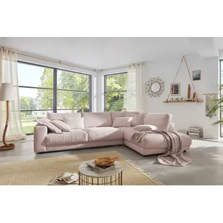 KAWOLA Ecksofa Madeline Cord Recamiere rechts rosa